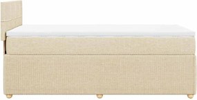 vidaXL Κρεβάτι Boxspring με Στρώμα Κρεμ 90x200 εκ.Υφασμάτινο
