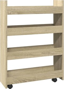 vidaXL Τρόλεϊ Αποθήκευσης Στενό 4 Επιπέδων Sonoma Δρυς Επεξ. Ξύλο
