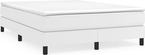 vidaXL Κρεβάτι Boxspring με Στρώμα Λευκό 140x200εκ.από Συνθετικό Δέρμα