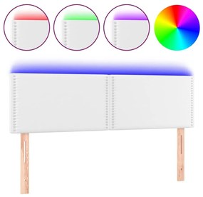 Κεφαλάρι Κρεβατιού LED Λευκό 144x5x78/88 εκ. Συνθετ. Δέρμα - Λευκό