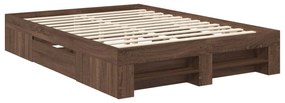 vidaXL Σκελετός Κρεβατιού Καφέ δρυς 140 x 200 cm Επεξεργασμένο ξύλο