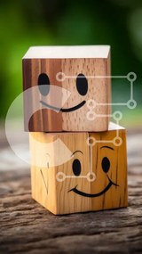Intra Συλλεκτικό Ξύλινο Παζλ Plywood  4mm - Ξύλινοι μπλοκ με χαμογελαστά πρόσωπα Σε Ξύλινο Κουτί - Διαστάσεις: 10x10 cm – 25 κομμάτια