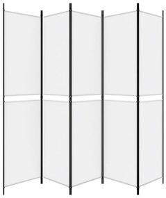 vidaXL Διαχωριστικό Δωματίου με 5 Πάνελ Λευκό 250x220 εκ. από Ύφασμα