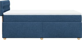 vidaXL Κρεβάτι Boxspring με Στρώμα Μπλε 90x200 εκ.Υφασμάτινο
