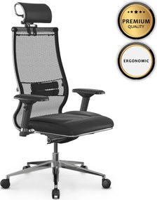 Καρέκλα γραφείου Samurai L2-6D Megapap εργονομική με ύφασμα TS Mesh και τεχνόδερμα χρώμα μαύρο 69x70x125/137εκ.