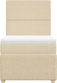 vidaXL Κρεβάτι Boxspring με Στρώμα Κρεμ 100 x 200 εκ. Υφασμάτινο