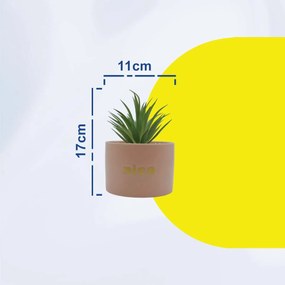 Τεχνητό Φυτό σε Κεραμικό Γλαστράκι "Nice" 11x17cm - Ροζ