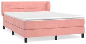 vidaXL Κρεβάτι Boxspring με Στρώμα Ροζ 140x190 εκ. Βελούδινο