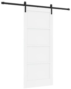 vidaXL Συρόμενη Πόρτα με Σετ Υλικών Λευκή 86x198.5 εκ. Στερεό Ξύλο Πεύκου