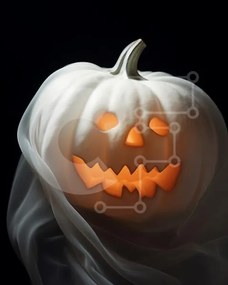 Intra Συλλεκτικό Ξύλινο Παζλ Plywood 4mm - Χαμογελαστή διακόσμηση κολοκύθας αποκριών Σε Ξύλινο Κουτί - Διαστάσεις Puzzle: 10x10 cm – 25 κομμάτια