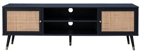 VIENNA TV STAND ΜΑΥΡΟ ΜΕ RATTAN 150x39xH49cm - 05-0565