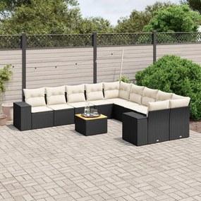 vidaXL Patio Sofa Set 10-θέσια Black and Cream