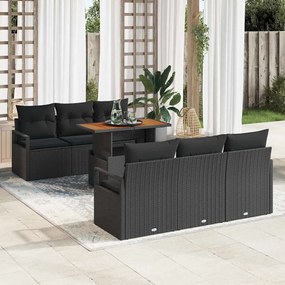 vidaXL Σετ Καναπέ Κήπου με μαξιλάρι 7 pcs Μαύρο 100 x 55 x 73 εκ