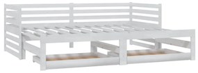 Καναπές Κρεβάτι Συρόμενος Λευκός 2x(90x200) εκ. Ξύλο Πεύκου - Λευκό