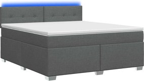 vidaXL Κρεβάτι Box Spring με Στρώμα και LED Σκούρο Γκρι 140 x 200 cm