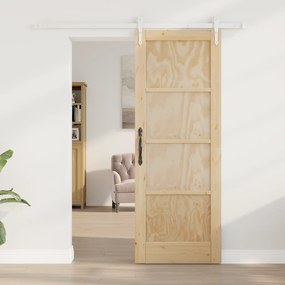 vidaXL Συρόμενη Πόρτα με Σετ Εξαρτημάτων 73.5x198.5 cm Μασίφ Ξύλο Πεύκου