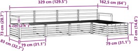 vidaXL Σειρά Καναπέ Εξωτερικού 5 pcs Φυσικό