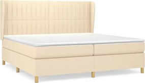 vidaXL Κρεβάτι Boxspring με Στρώμα Κρεμ 200x200 εκ. Υφασμάτινο