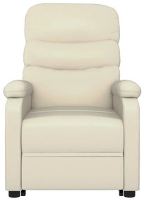 vidaXL Πολυθρόνα Μασάζ με Ανύψωση Κρεμ Λευκό από Συνθετικό Δέρμα