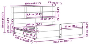 Σκελετός Κρεβατιού Χωρίς Στρώμα 200x200 εκ Μασίφ Ξύλο Πεύκου - Καφέ