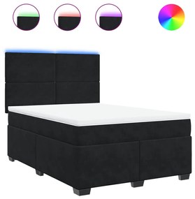 vidaXL Κρεβάτι Boxspring με Στρώμα Μαύρο 140x190 εκ. Βελούδινο