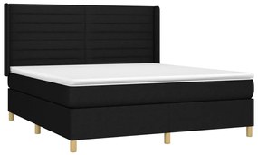 Κρεβάτι Boxspring με Στρώμα &amp; LED Μαύρο 160x200 εκ. Υφασμάτινο - Μαύρο