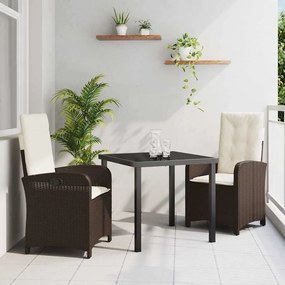 vidaXL Σέτ φαγητού για κήπο 3 pcs Καφέ συνθετικό ρατάν
