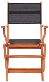 Καρέκλες Πτυσσόμενες 4τεμ. Μαύρες Μασίφ Ξύλο Ευκαλ./Τεξτιλίνη - Μαύρο
