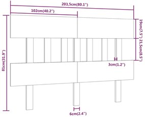 vidaXL Κεφαλάρι Κρεβατιού 203,5x3x81 εκ. από Μασίφ Ξύλο Πεύκου