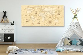 Εικόνα παγκόσμιο χάρτη με βάρκες - 120x60