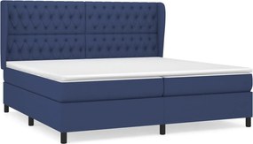 vidaXL Κρεβάτι Boxspring με Στρώμα Μπλε 200x200 εκ. Υφασμάτινο