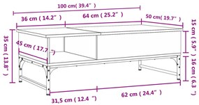 ΤΡΑΠΕΖΑΚΙ ΣΑΛΟΝΙΟΥ ΓΚΡΙ SONOMA 100X50X35 ΕΚ. ΕΠΕΞ. ΞΥΛΟ/ΜΕΤΑΛΛΟ 845394