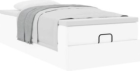 vidaXL Οθωμανικό κρεβάτι με στρώμα Λευκό 90x200cm Faux Leather