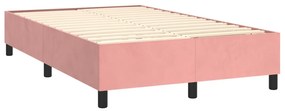 vidaXL Κρεβάτι Boxspring με Στρώμα &amp; LED Ροζ 120x200 εκ. Βελούδινο