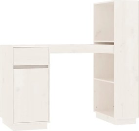 vidaXL Γραφείο Λευκό 110 x 53 x 117 εκ. από Μασίφ Ξύλο Πεύκου