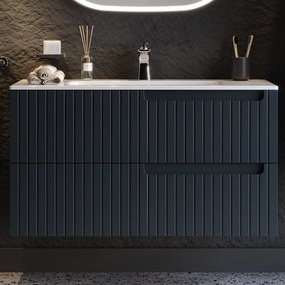 Έπιπλο Μπάνιου Πάγκος Με Νιπτήρα Enza 100 S3BENZA100AN 101×46.5×52cm Anthracite-White Πορσελάνη,Mdf