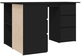 vidaXL Γραφείο Γωνιακό Μαύρο 145 x 100 x 76 εκ. από Επεξ. Ξύλο