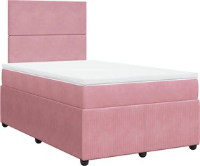 vidaXL Κρεβάτι Boxspring με Στρώμα Ροζ 120x190 εκ. Βελούδινο
