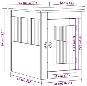 Κλουβί Σκύλου Γκρι Sonoma 45x62x59 εκ. από Επεξεργ. Ξύλο - Γκρι