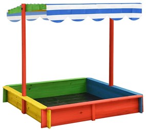 vidaXL Αμμοδόχος Ρυθμιζόμενη Οροφή Σκίασης Πολύχρωμη Ξύλο Ελάτης UV50