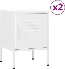 vidaXL Κομοδίνα 2 τεμ. Λευκά 35 x 35 x 51 εκ. Ατσάλινα