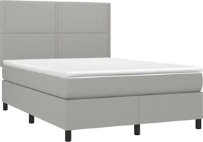vidaXL Κρεβάτι Boxspring με Στρώμα &amp; LED Αν.Γκρι 140x190εκ. Υφασμάτινο
