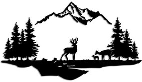 Διακοσμητικό Τοίχου Deer And Landscape (Σετ 2Τμχ) 891TNL3167 38x11/70x38cm Black Wallity Μέταλλο