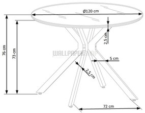 Simple Τραπέζι Ξύλο / Γυαλί / Μέταλλο 120x120x76