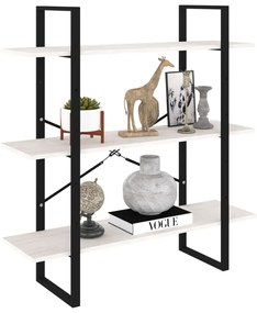 vidaXL Βιβλιοθήκη με 3 Ράφια Λευκή 100x30x105 εκ από Μασίφ Ξύλο Πεύκου