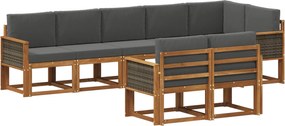 vidaXL Σειρά Καναπέ Εξωτερικού 8 pcs Φυσικό και Ανθρακί Πολυεστέρας