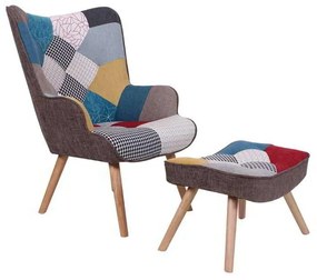 Set MARON Πολυθρόνα &amp; Σκαμπώ, Ύφ.Patchwork-2