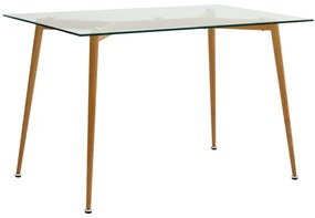 Τραπέζι ArteLibre LAKI Dυσικό Διάφανο/Φυσικό Γυαλί/Μέταλλο 120x90x75cm