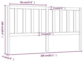 Κεφαλάρι Κρεβατιού 206 x 4 x 100 εκ. από Μασίφ Ξύλο Πεύκου - Καφέ