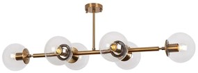 Φωτιστικό Οροφής - Πλαφονιέρα Fazli 942FLG1210 110x40x35cm 6xE14 40W Gold-Clear Opviq